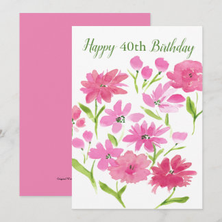 Custom Age Pink Floral Wasserfarbe Blume Geburtsta