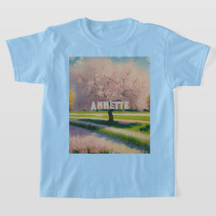 Custom AI Art Earth Day Rosa Blüten Mädchen T-Shirt
