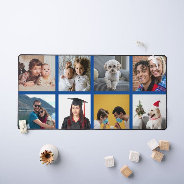 Custom Aight Foto Blue Border Personalisiert Schreibtischunterlage (Kindertisch)