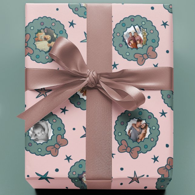 Custom Aight Foto Pink Weihnachtswrapper Geschenkpapier (Von Creator hochgeladen)