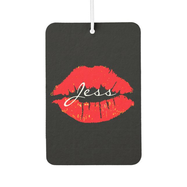 Custom Air Freshener - Kiss Lips Name Red Autolufterfrischer (Vorderseite)
