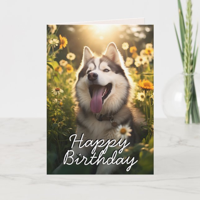 Custom Alaskan Malamute Birthday Card Dankeskarte (Vorderseite)