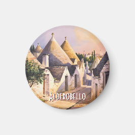 Custom Alberobello Trulli House Italy Watercolor Magnet