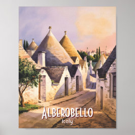 Custom Alberobello Trulli House Italy Watercolor Poster
