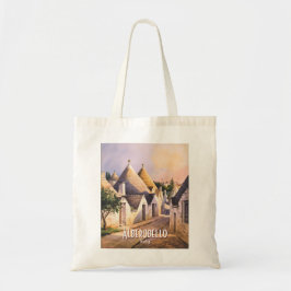 Custom Alberobello Trulli House Italy Watercolor Tragetasche