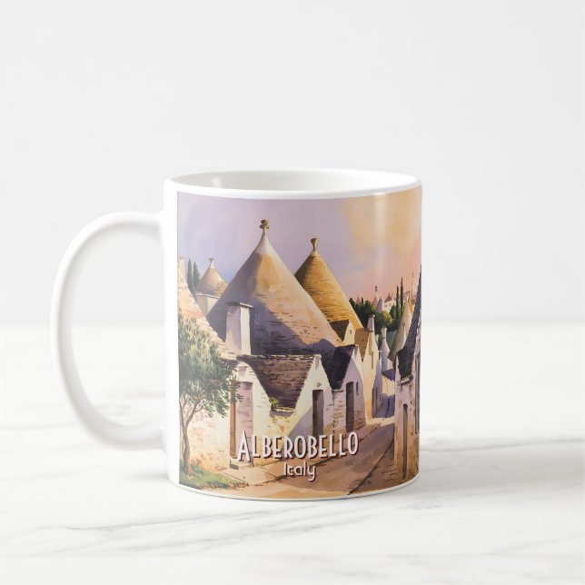 Custom Alberobello Trulli House Watercolor Travel Kaffeetasse (Links)