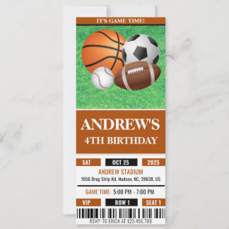 Custom All Star Sports Ticket Geburtstag Einladung