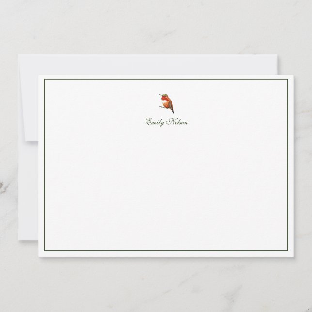 Custom Allen's Hummingbird Note Card Mitteilungskarte (Vorderseite)