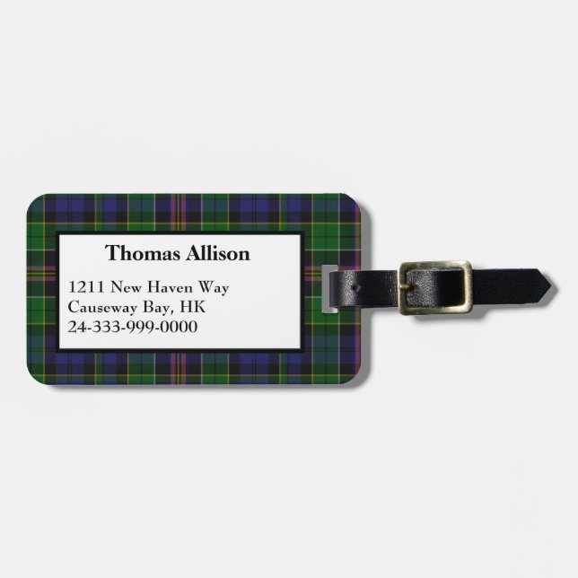Custom Allison Tartan Kariert Luggage Tag Gepäckanhänger (Vorderseite horizontal)