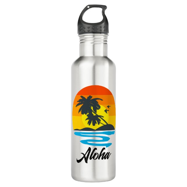 Custom Aloha Tropical Hawaiian Edelstahlflasche (Vorderseite)