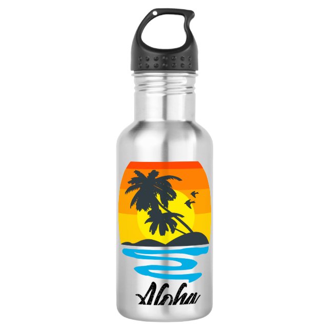 Custom Aloha Tropical Hawaiian Edelstahlflasche (Vorderseite)