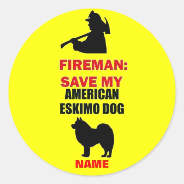 Custom American Eskimo Dog Fire Safety Runder Aufkleber (Vorderseite)