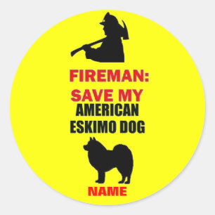 Custom American Eskimo Dog Fire Safety Runder Aufkleber