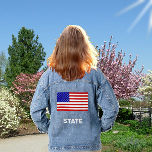 Custom American Flag Denim Jacket Jeansjacke