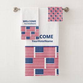 Custom American Flag Hotel Badhandtuch Set