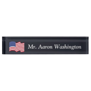 Custom American Flag Office Desk Namplate Geschenk Namensplakette