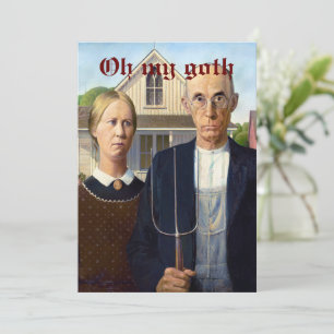 Custom American Gothic Goth Party Grant Wood Einladung