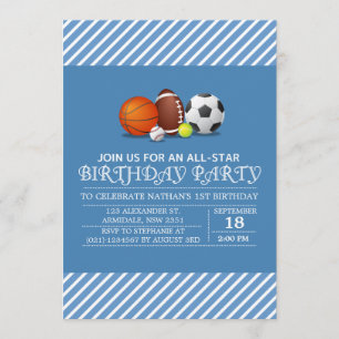 Custom an all-star sport Geburtstagsparty Einladung