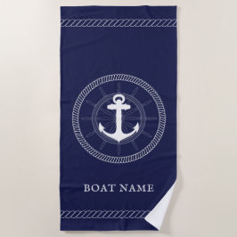 Custom Anchor Nautical Blue weiß  Strandtuch