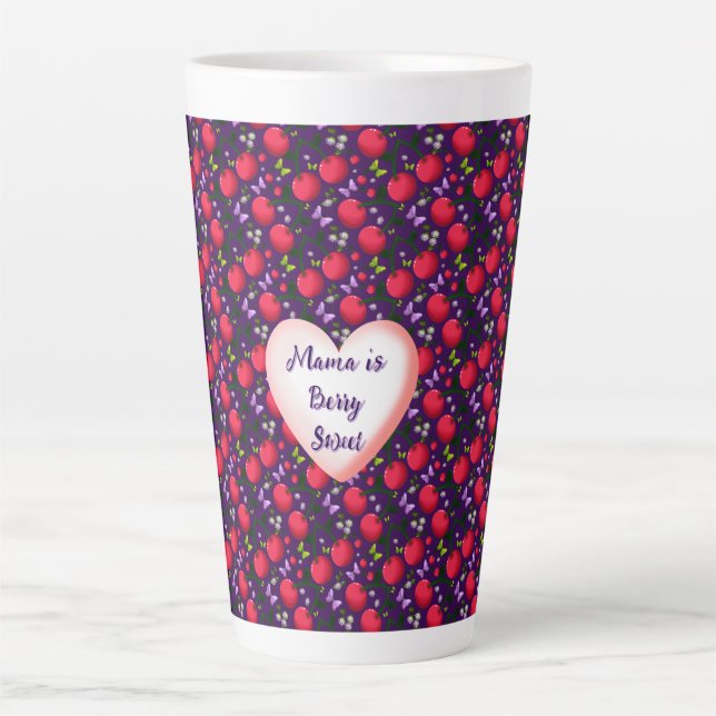 Custom and personalized Cute Cherry Butterfly  Milchtasse (Vorderseite)