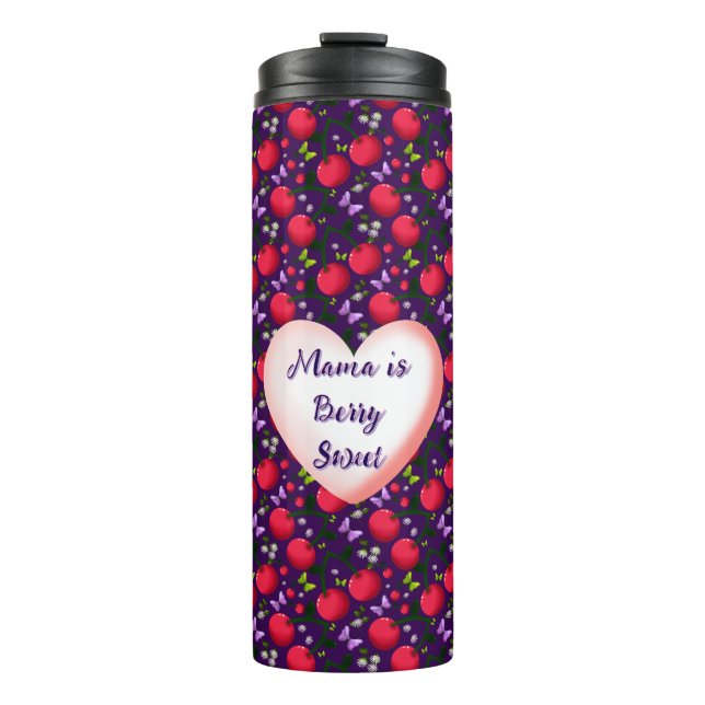 Custom and personalized Cute Cherry Butterfly  Thermosbecher (Vorderseite)