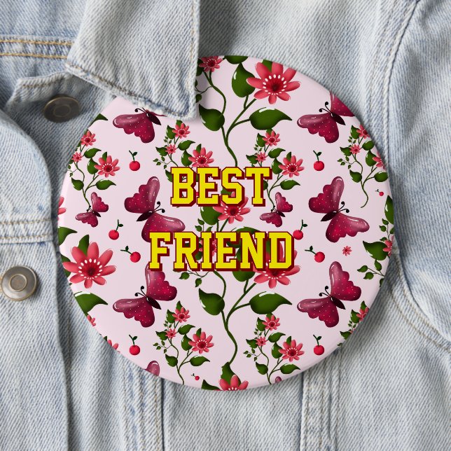 Custom and personalized floral Butterfly pattern  Button (Beispiel)