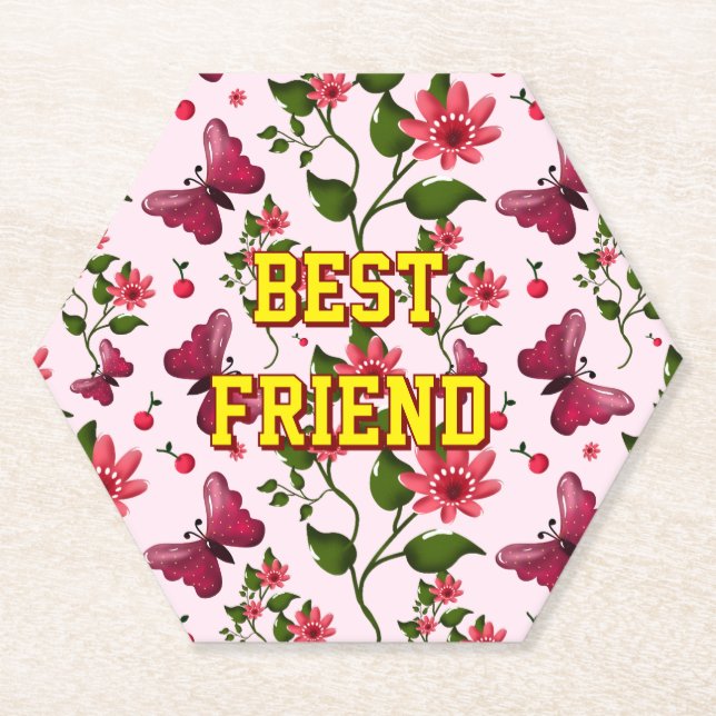 Custom and personalized floral Butterfly pattern  Untersetzer (Vorderseite)