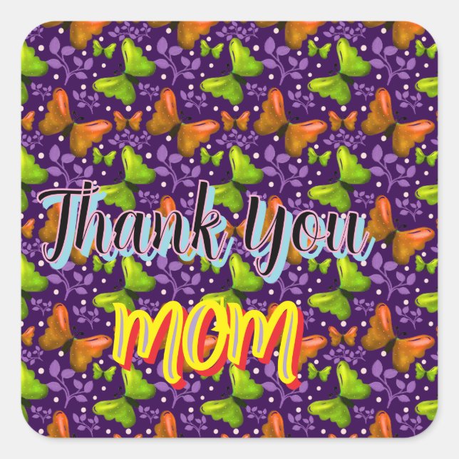 Custom and personalized gift butterfly Pattern   Quadratischer Aufkleber (Vorderseite)