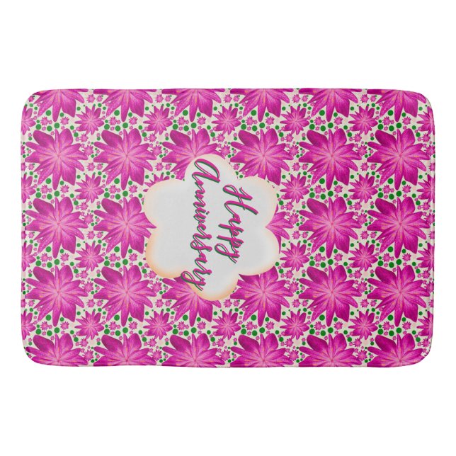 Custom and personalized pink floral  badematte (Vorderseite)