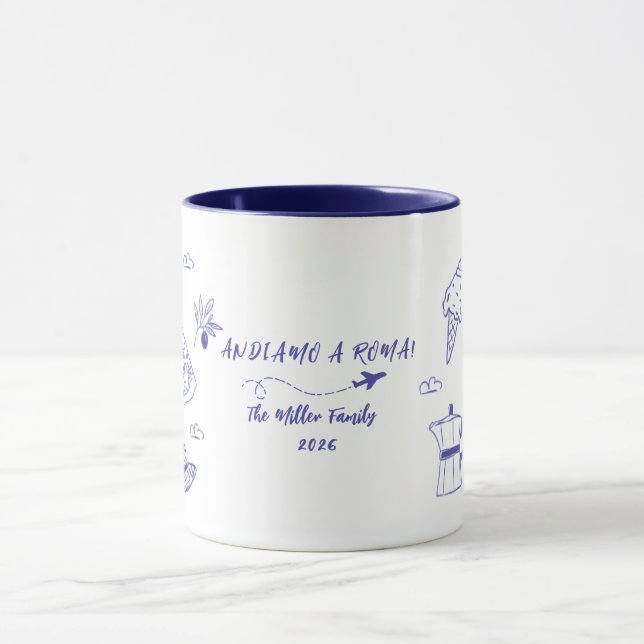 Custom Andiamo a Roma Italy Family Vacation Blue  Tasse (Zentrum)