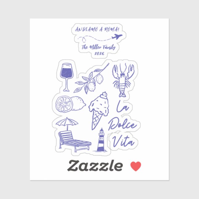 Custom Andiamo a Roma Italy Travel Aufkleber (Blatt)