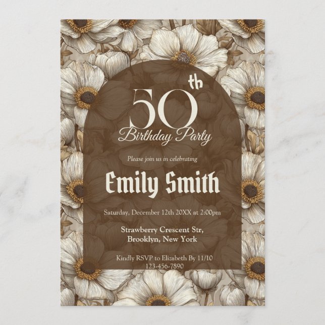 Custom Anemones Fantasy Her Birthday Einladung (Vorderseite)