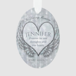 Custom Angel Heart and Wings Memorial Ornament
