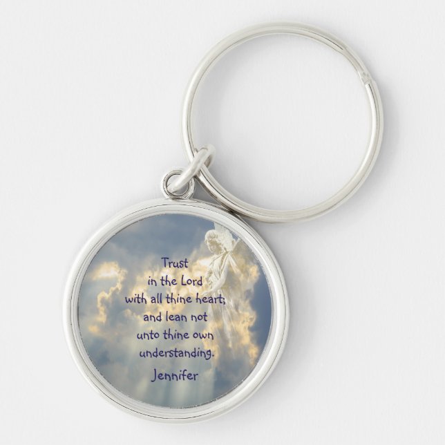 Custom Angel Trust in the Lord Quote Inspirational Schlüsselanhänger (Vorne)