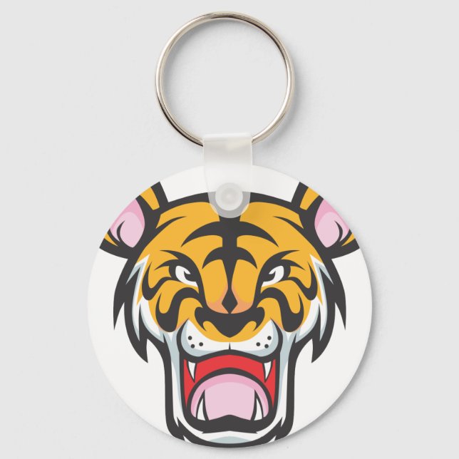 Custom Angry Tiger Cartoon Schlüsselanhänger (Vorderseite)
