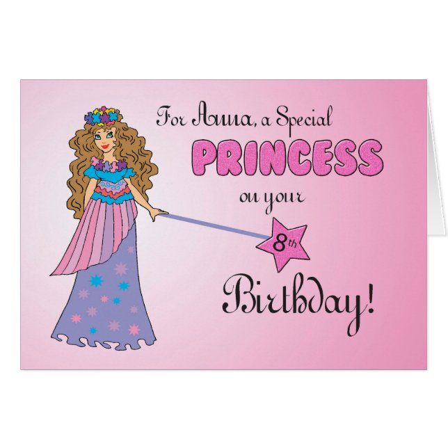 CUSTOM Anna 8. Geburtstag Rosa Prinzessin (Vorderseite (Horizontal))