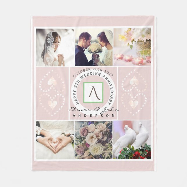 Custom Anniversary 6 Fotos Fleece Blankon (Vorderseite)
