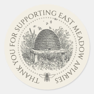Custom Apiary Vielen Dank Label Skep mit Bienen Runder Aufkleber