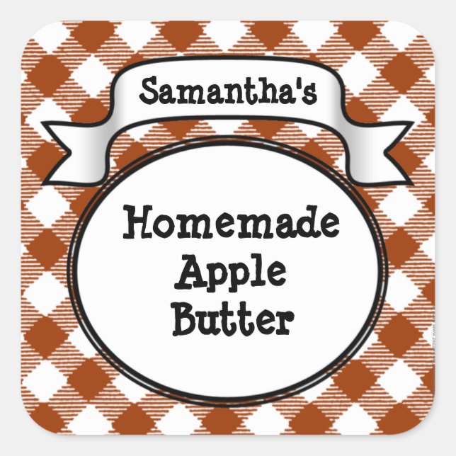 Custom Apple Butter oder jedes Canning Jar Label Quadratischer Aufkleber (Vorderseite)