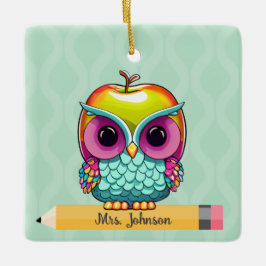 Custom Apple Owl Teacher Name Weihnachtsschmuck