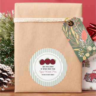 Custom Apple Stripe Classic Round Aufkleber