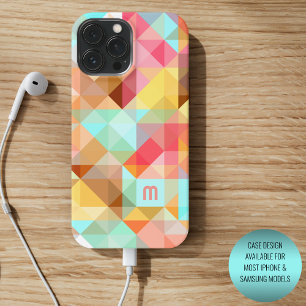 Custom Aqua Blue Peach Blush Pink Polygon Muster iPhone 13 Pro Max Hülle