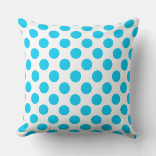 Custom Aqua Blue Polka Dot Throw Kissen