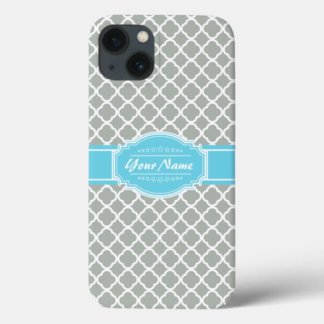 Custom Aqua und Silver Grau marokkanische Quarterf Case-Mate iPhone Hülle (Rückseite)