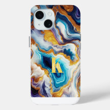 Custom Aquamarin Aqua Golden Agate Monogram