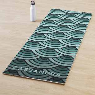 Custom Aquamarin Blue Green Wacles Art Pattern Yogamatte