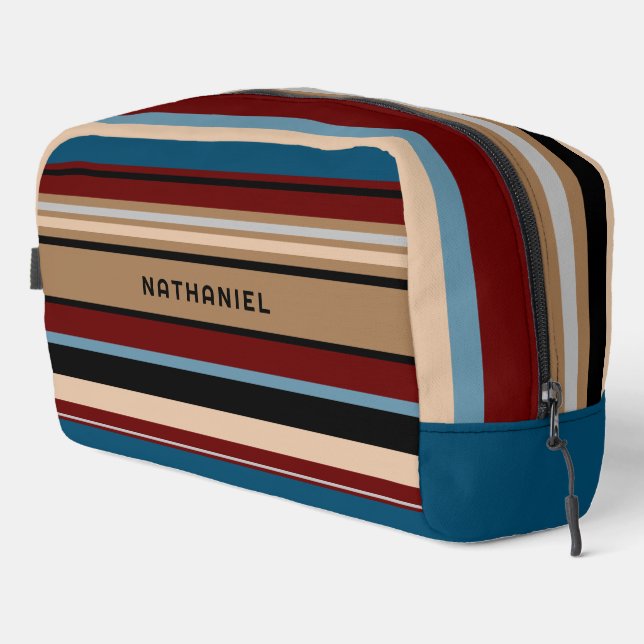 Custom Aquamarin Blue Tan Brown Dark Red Black Str Waschbeutel (Rechte Ecke)