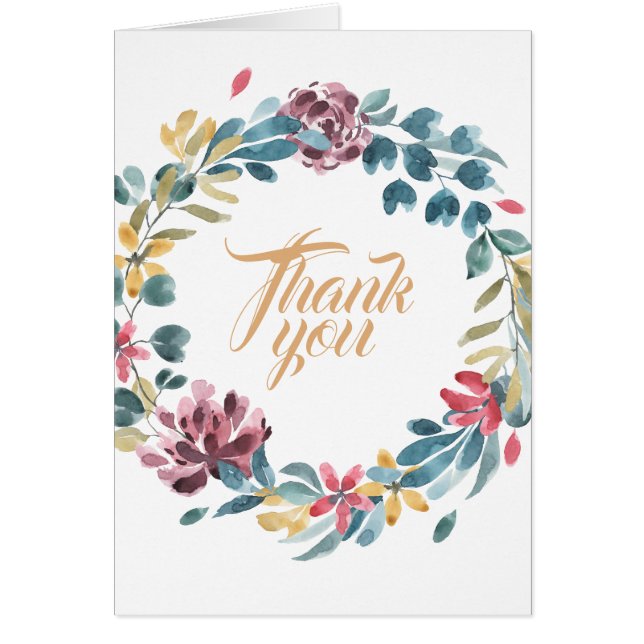 Custom Aquamarin & Burgundy Blumendraht Vielen Dan (Vorne)