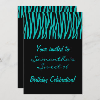 Custom Aquamarin Zebra Einladung