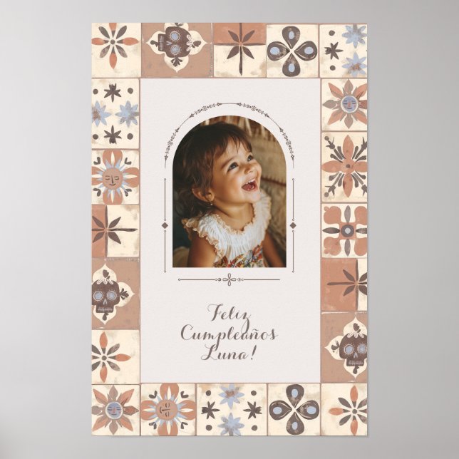 Custom Arch Foto Mexican Tile Fiesta Neutral Poster (Vorne)